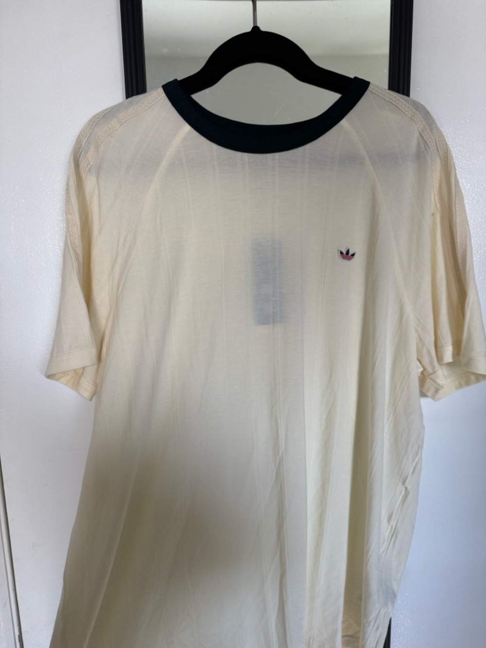 Adidas x Clot (Edison Chen) Men’s Cream Ringer T-Shirt with lace shoulders